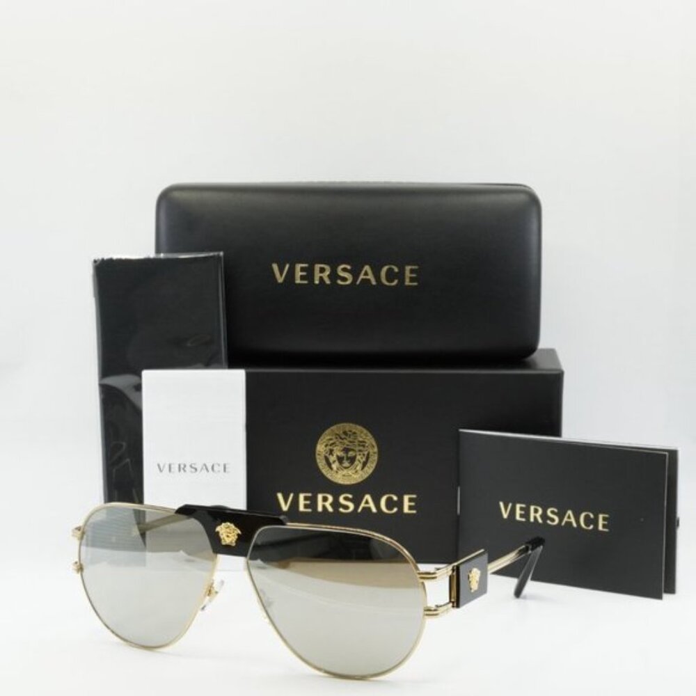 NEW VERSACE GOLD MIRROR SUNGLASSES